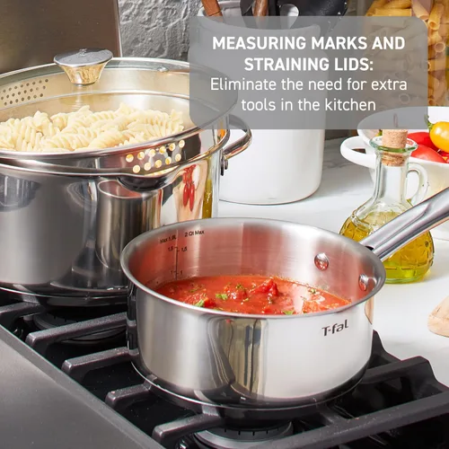 Vista 4 de T-fal Juego de utensilios de cocina gourmet de acero inoxidable: 20 piezas esenciales de cocina, compatibles con inducción, aptos para lavavajillas