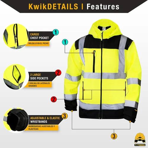 Vista 4 de KwikSafety - Charlotte, NC - Chaqueta de seguridad Softshell AGENT & GALAXY [Diseño Base y Edición Limitada] Clase 3 ANSI Testada OSHA