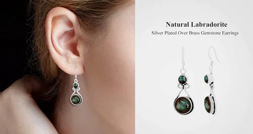 Vista 4 de Pendientes colgantes hechos a mano con piedras preciosas naturales 925, Gema, Gema