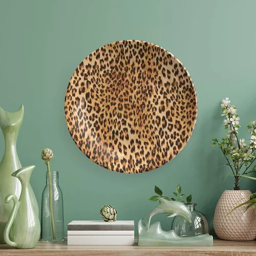 Vista 5 de XISUNYA Plato decorativo de 6 pulgadas, placa de cerámica con estampado de animales, diseño de piel de leopardo de animales salvajes, placa