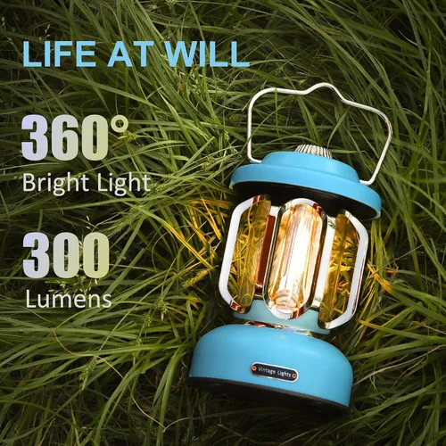 Vista 2 de Linternas LED recargables para campamento, luces vintage para acampar, funcionan con pilas, luces portátiles retro de metal para senderismo
