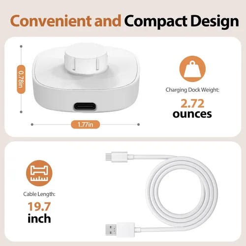 Vista 6 de Compatible con cargador Oura Ring 4, base de carga rápida y cable USB-C, Oura Ring 4 imprescindibles para los usuarios (blanco, tamaño 4)