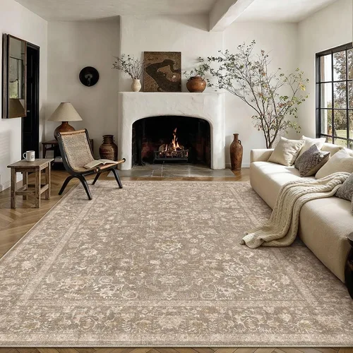 Vista 62 de PureCozy Alfombra de área beige de 2 x 3 pulgadas, lavable, vintage, pequeña, para entrada, cocina, suave, retro, floral, de pelo bajo, tapete