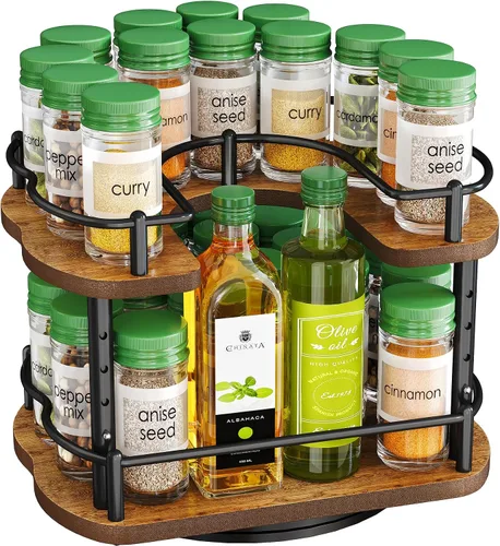 Vista 8 de SNTD Spice Organization for Cabinet, Lazy Susan Spice Rack, 10 in Natural