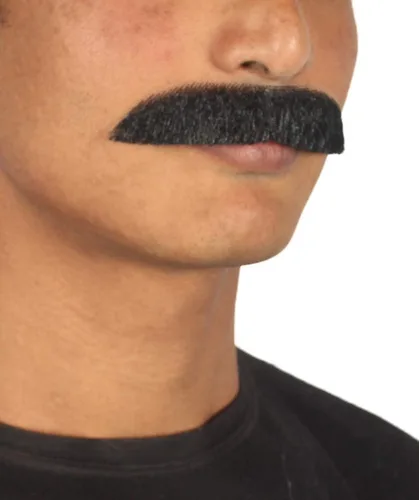 Vista 5 de HPO Cepillo de pintor para hombre adulto Ron Borgoña bigote, color negro, novedad falso pelo facial, accesorio de disfraz para adultos