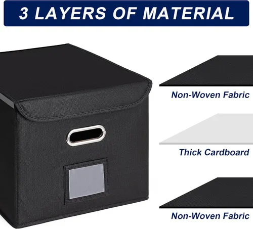 Vista 6 de Cajón Organizador de Archivos CADONO con Tapa, Organizador de Carpetas de Archivos Plegable con Deslizador de Plástico, Caja de Carpetas de Archivos
