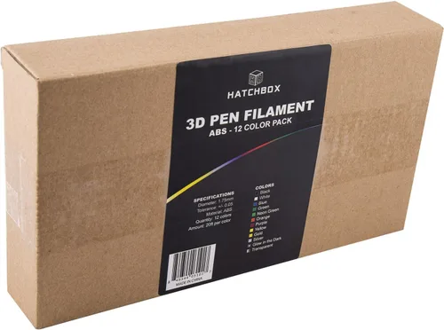 Vista 3 de HATCHBOX 3D PEN-ABS1.75-SMP Filamento de bolígrafo ABS 3D, precisión dimensional +/- 0,05 mm, 0,44 lb en total, 1,75 mm, paquete de 12