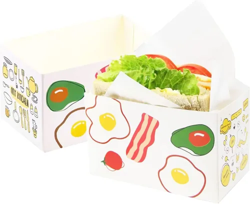 Vista 9 de 100 recipientes de papel para llevar, cajas para sándwich, mini cajas de hamburguesas, bandeja de pan para llevar recipientes de alimentos