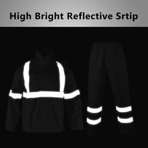 Vista 5 de BLKNIGHTER High Visibility Rain Jacket Waterproof for Men Class 3 Hi Vis Safety Rain Suit Jacket and Pants