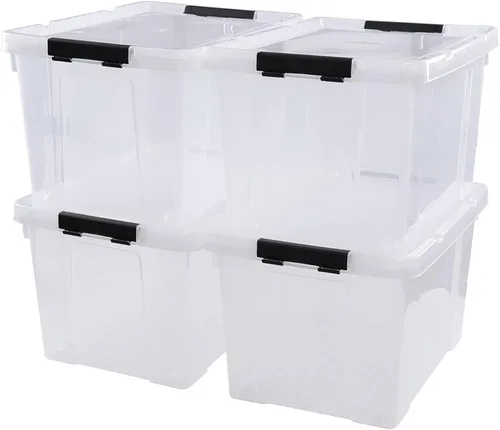 Vista 8 de Obstnny 4 paquetes de caja transparente de 22 cuartos de galón con ruedas, contenedor de almacenamiento con tapa de plástico Clear