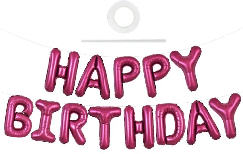 Vista 65 de TONIFUL Pancarta de Globos Negros de Feliz Cumpleaños de 16 Pulgadas con Letras de Papel de Aluminio Mylar, Cartel Banderín Reutilizable