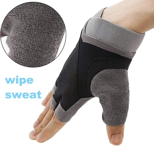 Vista 4 de Luwint Guantes de yoga sin dedos para mujer, antideslizantes, acolchados, para pilates, fitness, entrenamiento, entrenamiento, ejercicio, accesorios