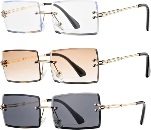 Vista 67 de Gafas de sol rectangulares para hombres/mujeres, gafas de sol pequeñas sin montura cuadrada