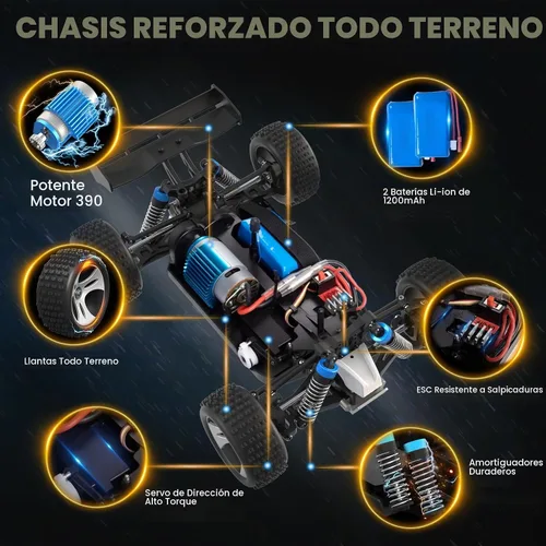 Vista 7 de SIMREX Coche RC 1:18 Escala 4WD, 40+ MPH Camión todoterreno de alta Azul