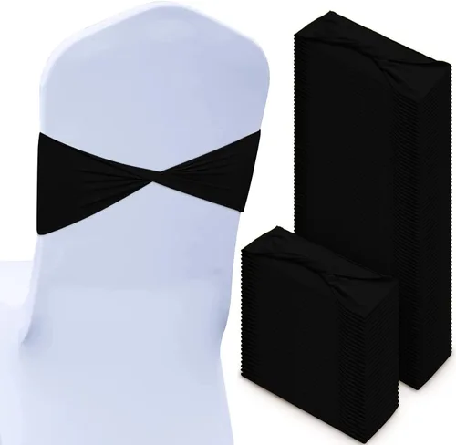Vista 22 de CHENGU 100 bandas de elastano para silla, con lazo liso, para bodas, sin hebilla, decoraciones de cumpleaños, lazos elásticos, bandas deslizantes