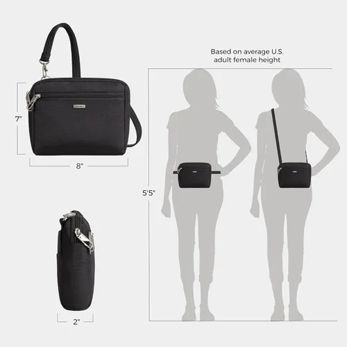 Vista 4 de Travelon Bandolera y cangurera convertible clásica antirrobo, Negro