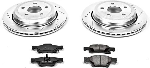 Vista 2 de PowerStop Kit de freno trasero para Dodge Durango 2011-24 Jeep Grand Cherokee 2011-21 Grand Cherokee WK 2022 - Rotores de disco perforados