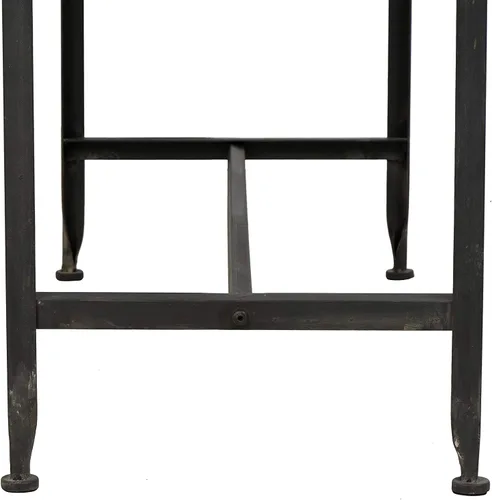 Vista 5 de Creative Co-Op Mesa de sofá de consola rústica de metal con parte superior de madera maciza, color negro Gris oscuro envejecido