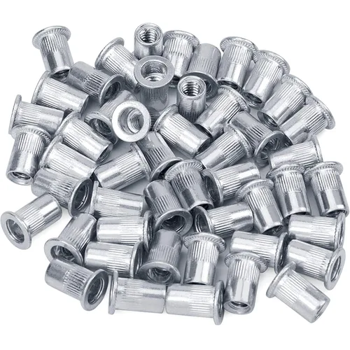 Vista 4 de 20 tuercas de remache 1/4-20UNC, tuerca de brida de aluminio, inserto roscado de cabeza plana