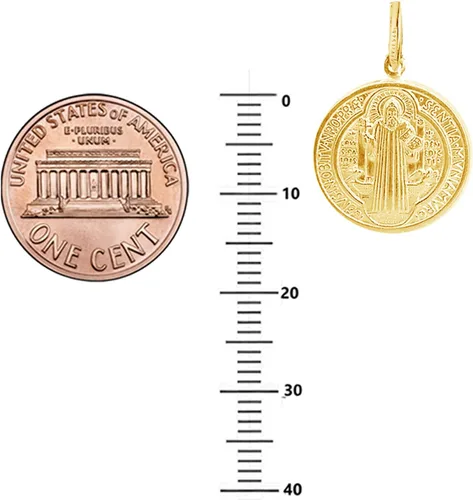Vista 3 de Ritastephens Collar con colgante de medalla de San Benito en tono dorado de plata de ley (2 tamaños)