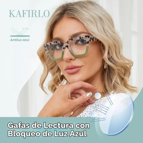 Vista 5 de Gafas de Lectura de Gran Tamaño para Mujer, Estilo Oprah, con Bloqueo de Luz Azul, para Computadora, Diseño Cuadrado, Marco Grande