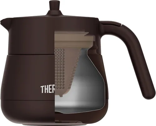 Vista 2 de Thermos TTE-450 BW Vacuum Insulated Teapot with Strainer, 15.2 fl oz (450 ml), Brown
