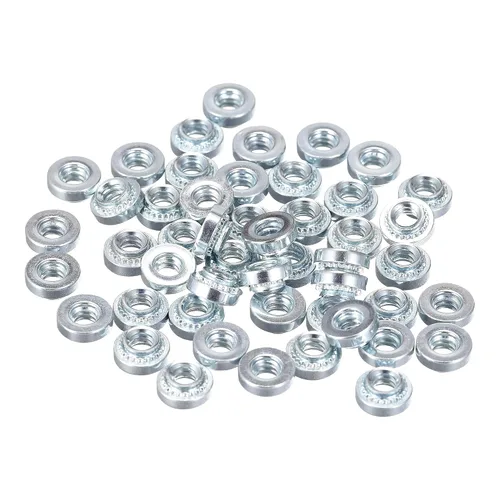 Vista 8 de uxcell Tuercas autoadhesivas, acero al carbono #4-40 x 0.1 pulgadas con tuerca de remache galvanizado de cabeza redonda, acero de cabeza redonda