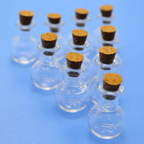 Vista 5 de Botellas de cristal pequeñas de 0.1 fl oz con tapón de corcho. Botella de deseos para bodas, fiestas, bricolaje, etc.