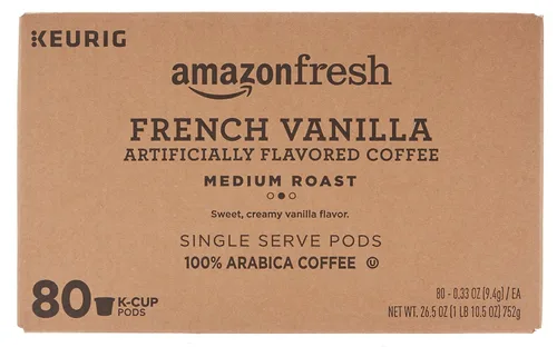 Vista 2 de AmazonFresh - K-Cups de 80 unidades, sabor a vainilla francesa, tostado medio, compatible con cafetera Keurig K-Cup