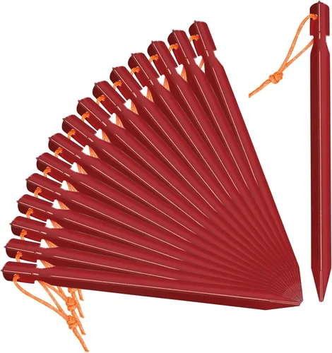 Vista 8 de Grassman Paquete de 12 estacas para tienda de campaña, estacas de aluminio 7075, clavijas de tierra ligeras y resistentes, estacas de metal Naranja