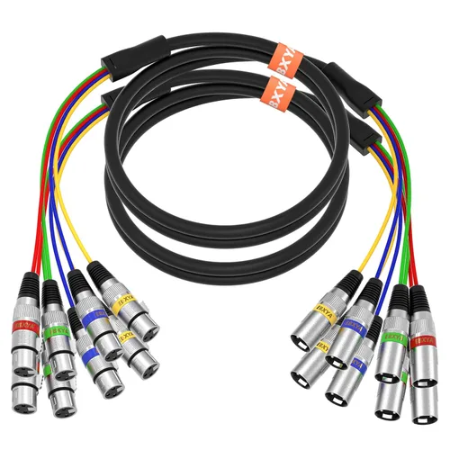 Vista 9 de EBXYA - Cables de serpiente XLR de 4 canales, cable de micrófono XLR macho a hembra Cable de micrófono equilibrado de 4 colores para vivo