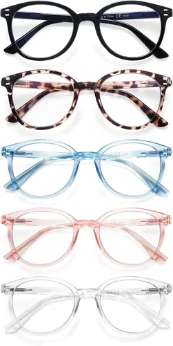 Vista 11 de COJWIS Gafas de lectura con bloqueo de luz azul, paquete de 5 unidades, bisagra de resorte, para hombres y mujeres, anteojos con filtro 143-1 5C