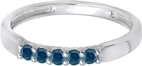 Vista 145 de Dazzlingrock Collection Anillo de boda redondo de 5 piedras preciosas o diamantes para mujer en oro macizo de 10 K/14 K/18 K