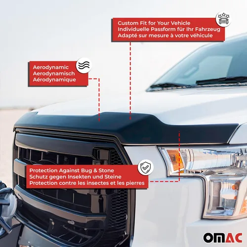 Vista 3 de OMAC Deflector de Capó y Protector contra Insectos Delantero para Chevrolet Cruze 2011-2015 Sedán Negro