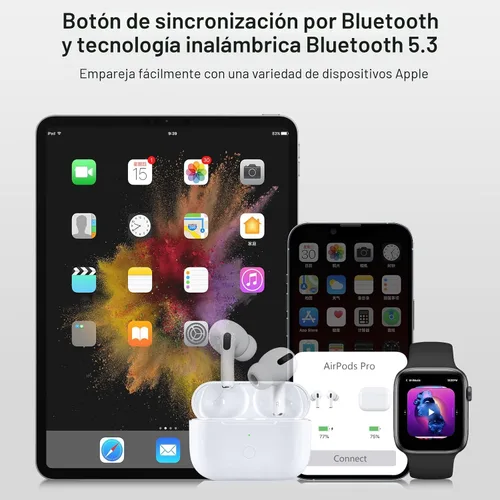 Vista 2 de Funda de carga inalámbrica de repuesto compatible con AirPods Pro de 1ª y 2ª generación, cargador AirPods Pro de 1ª y 2ª generación con botón