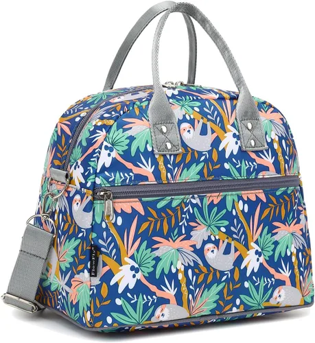 Vista 25 de FlowFly Fiambrera térmica con correa de hombro y asas para mujer, hombre y niños, amplia y reutilizable, congelable, bolso organizador de alimentos