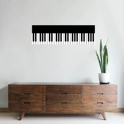 Vista 3 de CafePress Calcomanía de pared con llave de piano de 36 x 11 pulgadas, vinilo para pared, reutilizable