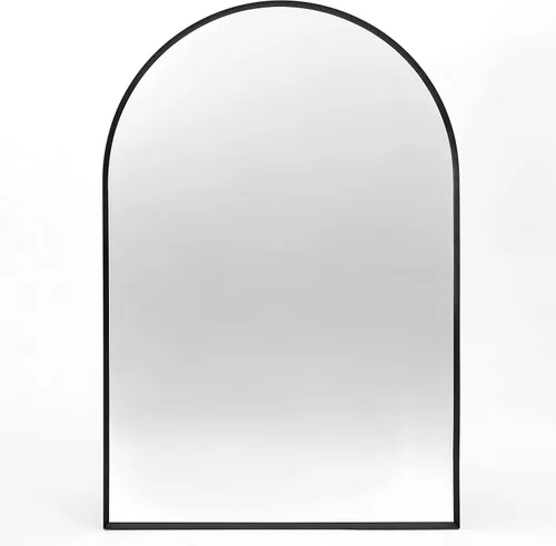 Vista 34 de Espejo arqueado negro de 16" x 20", espejo de pared para baño con arco, espejo de tocador de baño con marco de metal y parte superior arqueada