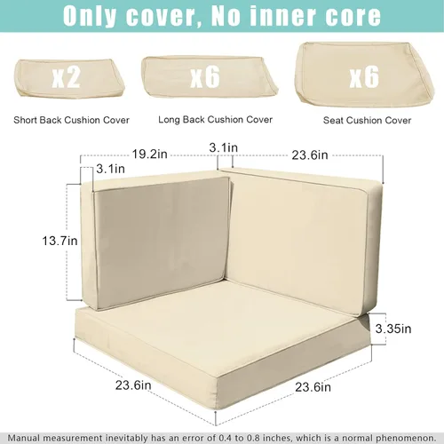 Vista 2 de 14 Piezas Fundas de Cojines para Patio Reemplazo Fundas de Cojines para Sofá de Exterior A Prueba de Salpicaduras Juego de Fundas para Sofá