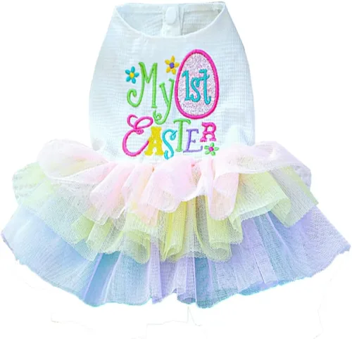 Vista 59 de ANIAC Daisy Vestidos para Perros Pequeños Hembra con Anillo para Correa, Nudo de Lazo Vestido de Boda para Cachorra, Traje de Gato de San Valentín
