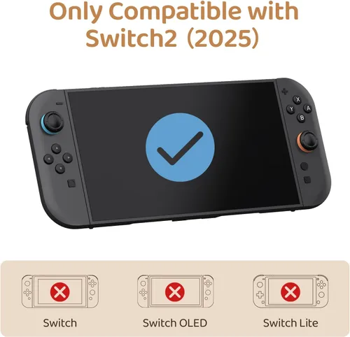 Vista 2 de Cute Switch 2 D-Pad Button Caps Silicone Thumb Grips Set, ABXY Key Buttons Sticker Joystick Cover Caps for Switch 2 (2025) - Brown and Cream White