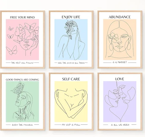 Vista 12 de Arte estético de pared de Matisse en tonos pastel, póster danés rosa y azul, decoración de pared inspiradora para mujeres, adolescentes y niñas