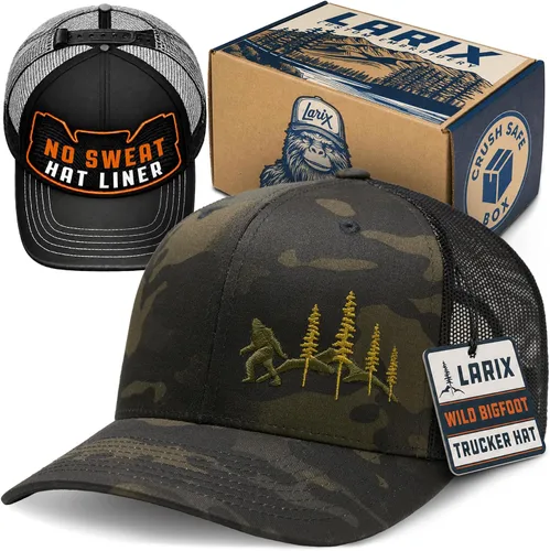 Vista 13 de LARIX Trucker Hat Men - Snapback Cap with Breatheable Mesh Back, Hats for men, Mens Hat, Mens Trucker Hats Negro (Wb)