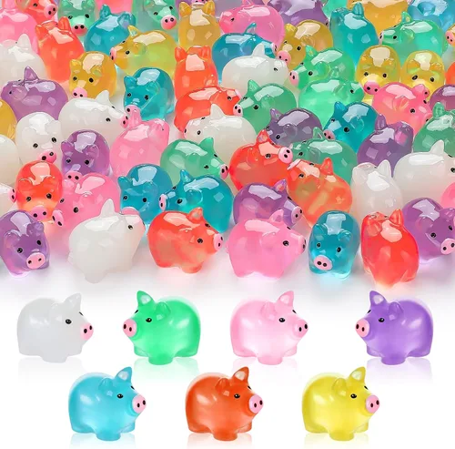 Vista 24 de 18 mini figuras luminosas de panda de resina con 2 bambúes para casa de muñecas