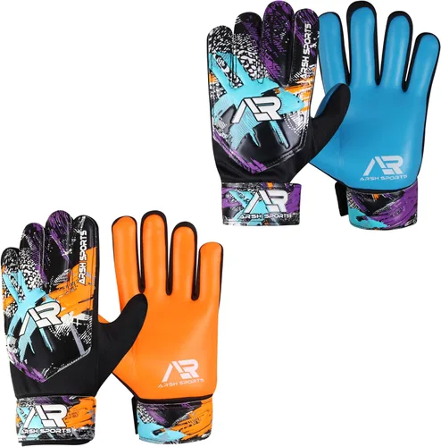 Vista 10 de Arsh - Paquete de 2 guantes de portero de fútbol, guantes de portero de fútbol para niños, jóvenes, niños, muñecas dobles