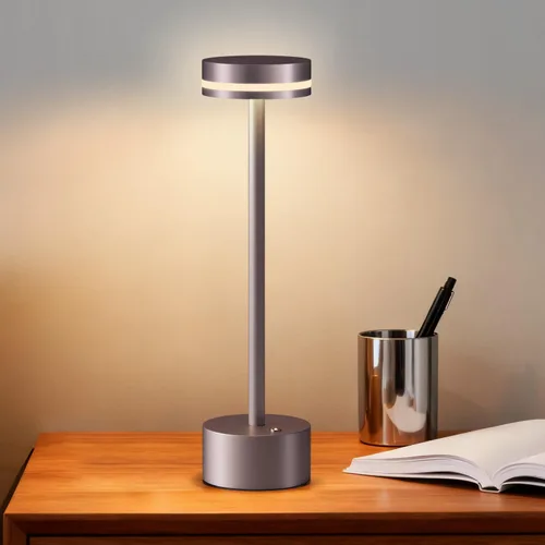 Vista 11 de Lámpara de mesa inalámbrica recargable dorada moderna, lámpara táctil de aluminio y batería operada de 4000mAh, lámparas de mesa LED de 3000K
