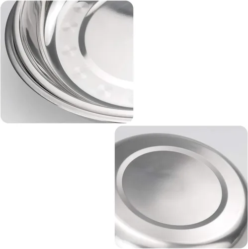 Vista 3 de Paquete de 4 platos de camping de metal de acero inoxidable, platos de cocina