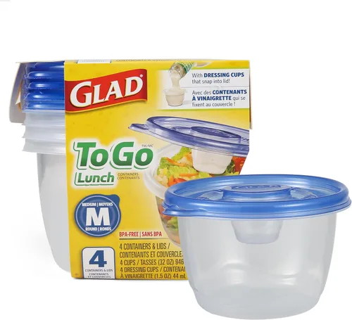 Vista 14 de GladWare Sopa y Ensalada para Uso Diario, Almacenamiento Rectangular Mediano, Estándar, 24 Onzas, Juego de 5