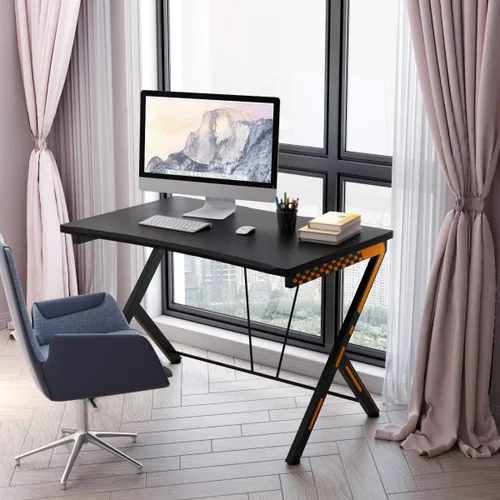 Vista 7 de Tangkula Escritorio de computadora para juegos de 46 pulgadas, escritorio para computadora de oficina en casa, mesa de estudio para espacios
