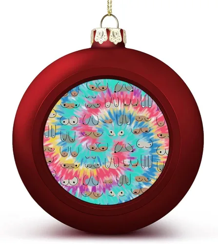 Vista 135 de Boobs Funny Shatterproof Matte Christmas Balls for Tree Wreath Home Decor 1PCS